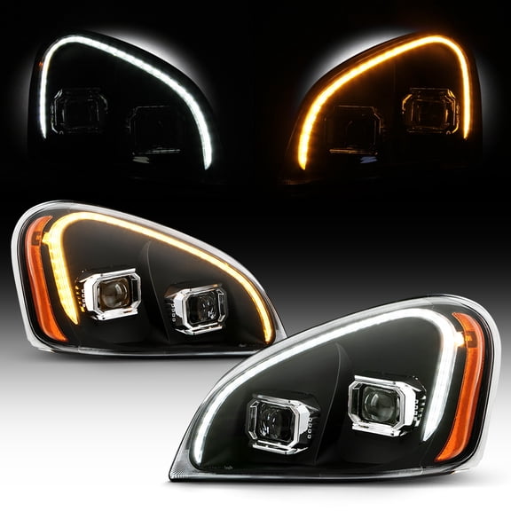 2008-2017 Freightliner Cascadia Switchback LED Tube Signal Projector Headlights