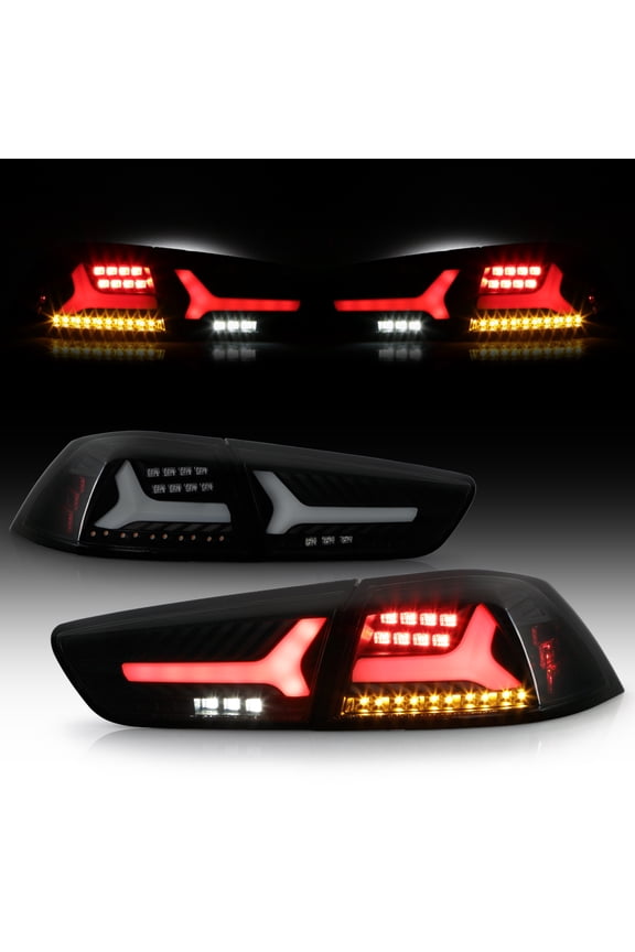2008-2017 Mitsubishi Lancer 08-15 EVO X Black Smoked LED Tube Tail Lights Lamps