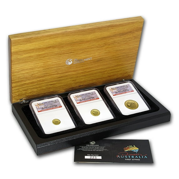 2008 3-Coin Gold Discover Australia Dolphin Set PF-70 NGC