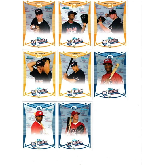 2008 AFLAC Bowman Rookie Card partial set (8 different including Drew Steckenrider)