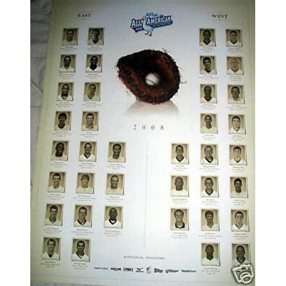 2008 AFLAC High School All American Game Baseball Poster Tyler Matzek Zack Wheeler Mike Zunino