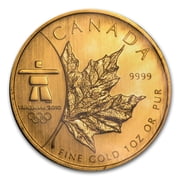 2008 Canada 1 oz Gold Maple Leaf BU Vancouver Olympics