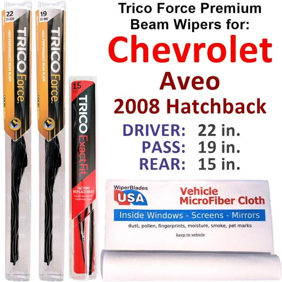 2008 Chevrolet Aveo Performance Beam Wipers (Set of 3) w/Rear Wiper