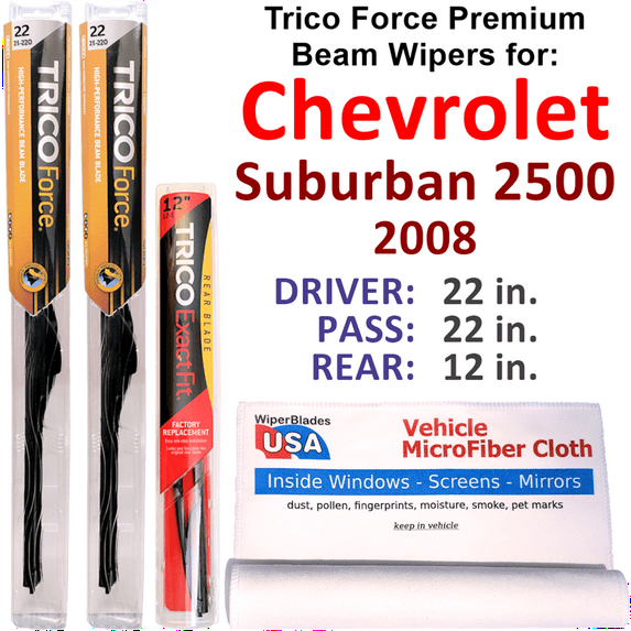 2008 Chevrolet Suburban 2500 Performance Beam Wipers (Set of 3) w/Rear Wiper