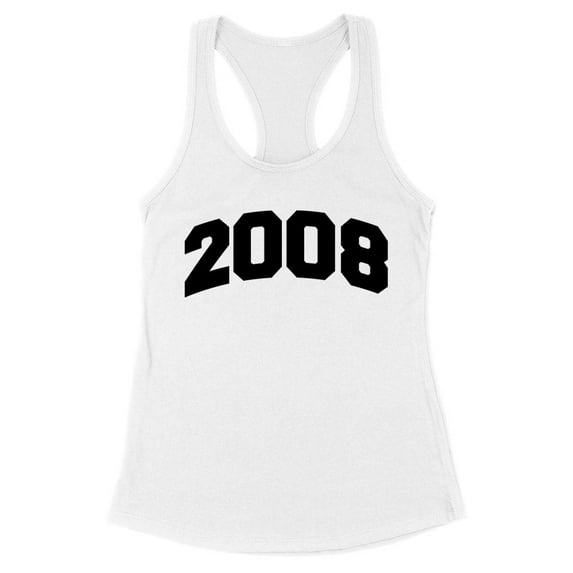 2008 College Style Tank Top Fitted Racerback Women's Large White