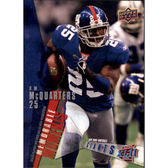2008 Giants Upper Deck Super Bowl XLII #MM1 R.W. McQuarters MM NFL Football Trading Card