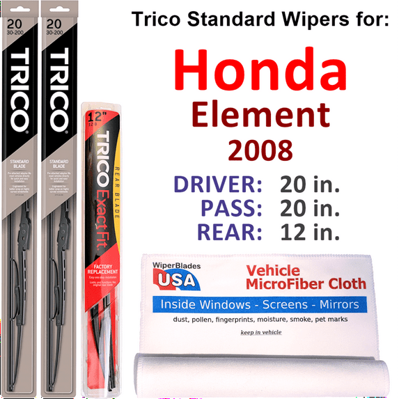 2008 Honda Element Wiper Blades (Set of 3) w/Rear Wiper
