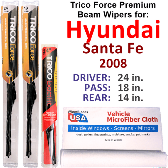 2008 Hyundai Santa Fe Performance Beam Wipers (Set of 3) w/Rear Wiper