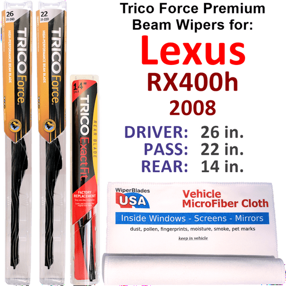 2008 Lexus RX400h Performance Beam Wipers (Set of 3) w/Rear Wiper