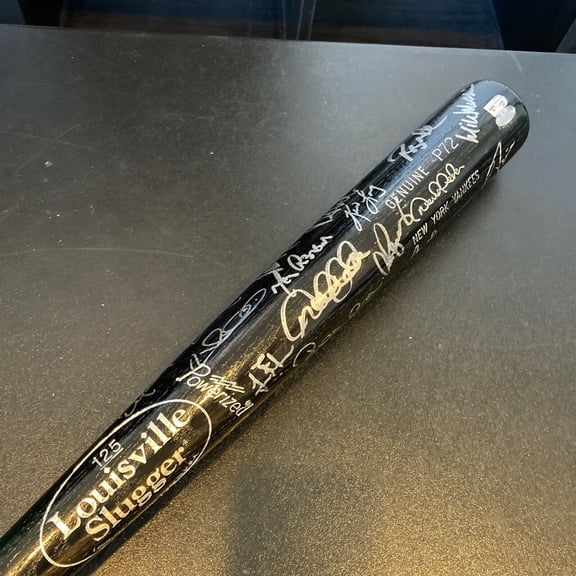 2008 New York Yankees Team Signed Baseball Bat Derek Jeter Steiner MLB Holo