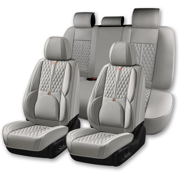 2008 for Nissan Maxima Seat Cover, Middle Gray Car Seat Covers, Leather 5 Piece Full Set Anti-Slip Protect and Upgrade Seats, Give Your Interior a New Look