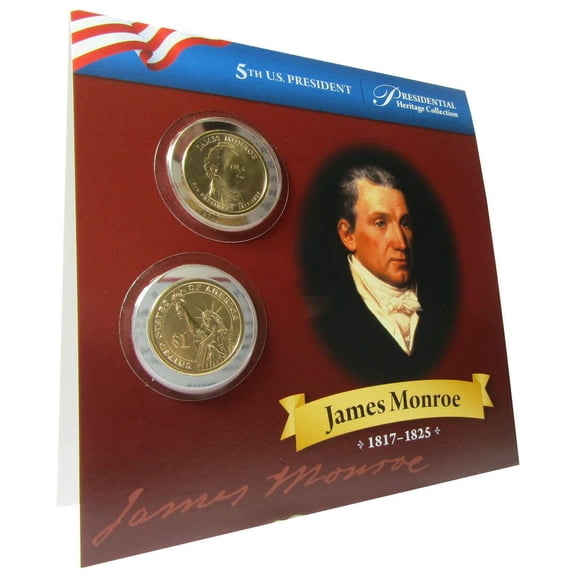 2008 P&D James Monroe Presidential Dollar 2 Coin Set Uncirculated Bifold