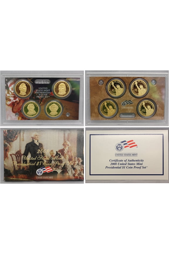 2008 Presidential Dollar Proof Set - U.S. Mint 4-Coin Set in OGP with COA