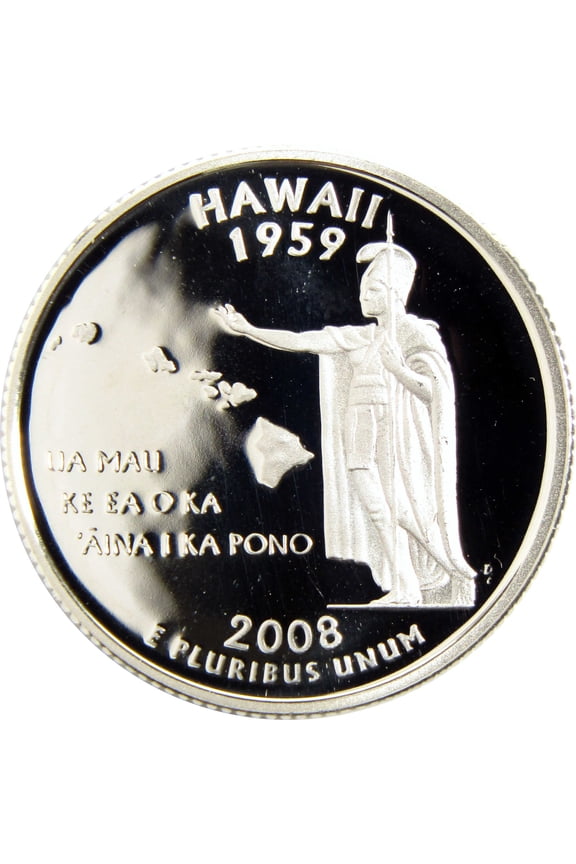 2008 S Hawaii State Quarter Silver Proof 25c Coin