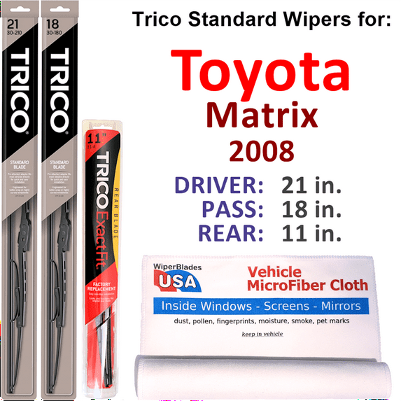 2008 Toyota Matrix Wiper Blades (Set of 3) w/Rear Wiper