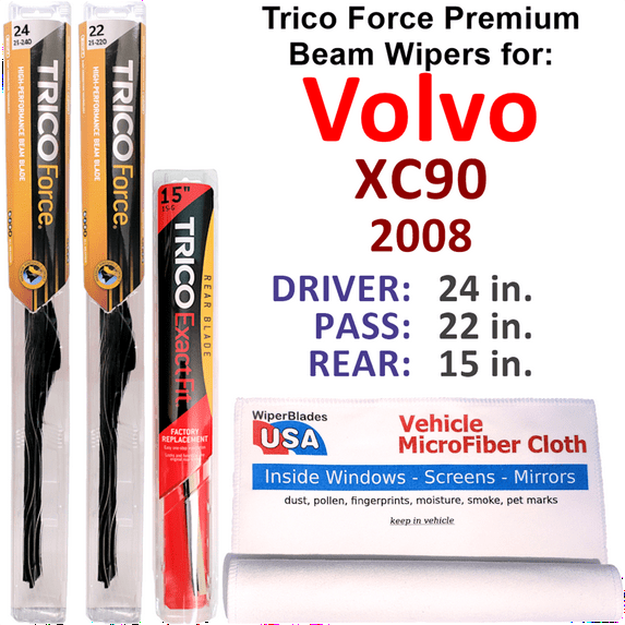 2008 Volvo XC90 Performance Beam Wipers (Set of 3) w/Rear Wiper