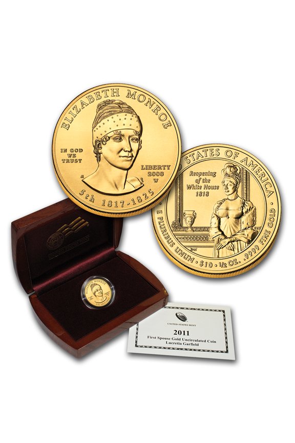 2008-W 1/2 oz Gold Elizabeth Monroe BU (w/Box & COA)