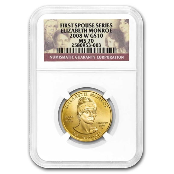 2008-W 1/2 oz Gold Elizabeth Monroe MS-70 NGC