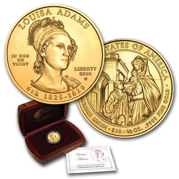 2008-W 1/2 oz Gold Louisa Adams BU (w/Box & COA)