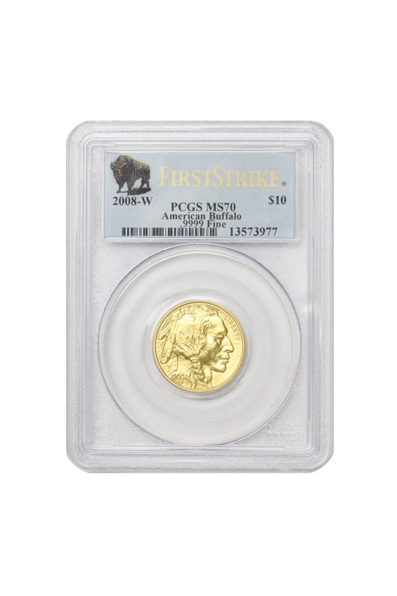2008-W $10 Gold Buffalo PCGS MS70 First Strike Bison Label U.S. Mint Coin