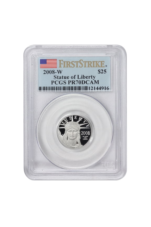 2008-W $25 Platinum Eagle PCGS PR70 Deep Cameo First Strike Flag Label U.S. Mint Coins