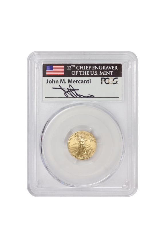 2008-W $5 Gold Eagle PCGS SP70 Mercanti Label U.S. Mint Coins