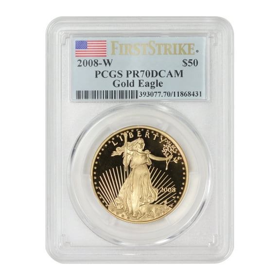 2008-W $50 Gold Eagle PCGS PR70 Deep Cameo First Strike Flag Label U.S. Mint Coin