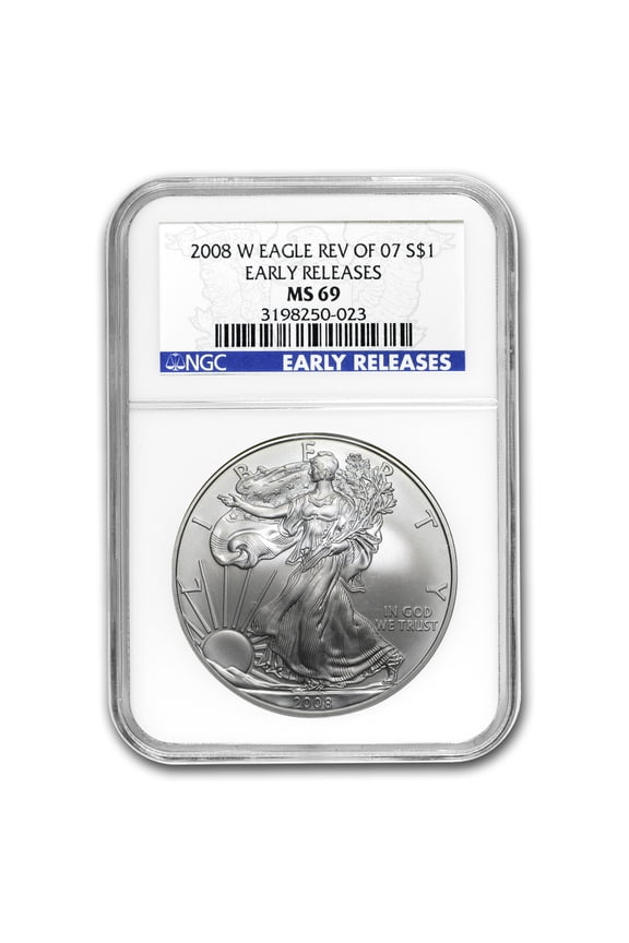2008-W Burnished American Silver Eagle MS-69 NGC (ER, Rev '07)