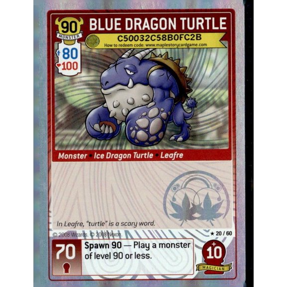 2008 Wizards of the Coast MapleStory i Trading Card Game Blue Dragon Turtle Holo Monster