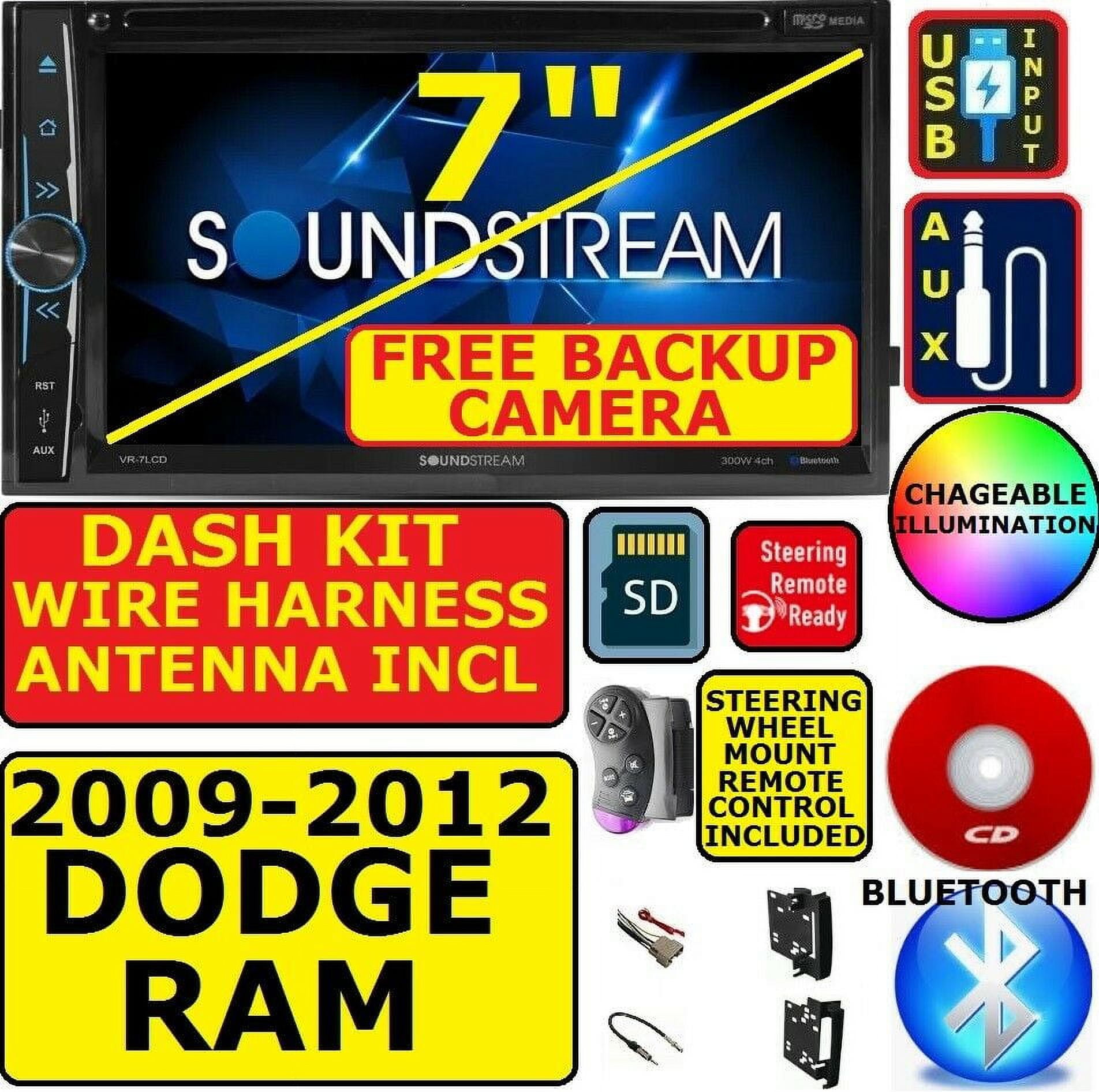 Fit 07 08 09 Dodge Ram 1500 2500 3500 Car Stereo 2 Din FM AM Radio +Rear  Camera