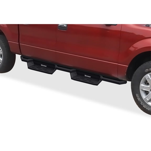 APS Black Square Tube Drop Nerf Bars Fit 09-14 Ford F150 SuperCrew Rocker Mount