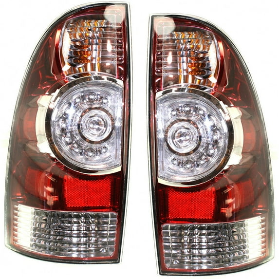 For 2009-2015 Toyota Tacoma Tail Light Driver and Passenger Side w/ Bulbs CAPA Certified TO2800177, TO2801177 | 81560-04160, 81550-04160LED Type; w/Wiring Harness; Clear Center Lens