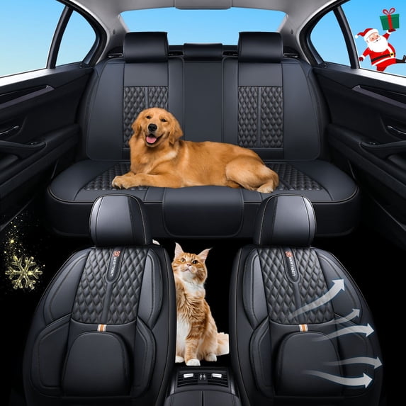 2009-2016 Car Seat Cover for Hyundai Genesis, Black Car Seat Covers, Premium Leather, 5 Seats Full Set, With Lumbar Support, Anti-Slip, Protect and Upgrade Seats, Beautify the Interior of Old Cars