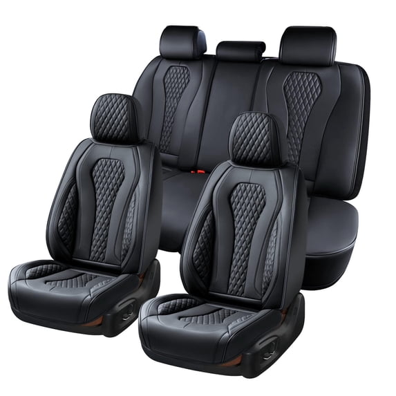 2009-2016 Car Seat Cover for Toyota Venza, Black Car Seat Covers, Waterproof PU Leather, 5 Piece Full Set, Non-slip, Easy to Clean and Install, Suitable for All Seasons