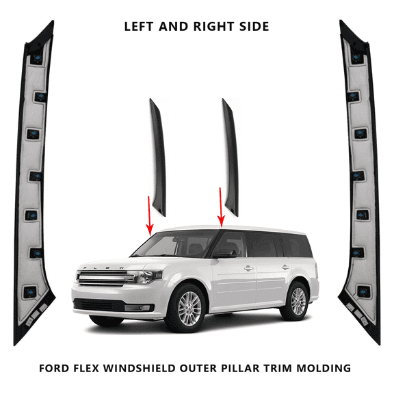 Flexline Windshield Outer Pillar Trim Molding Pair Fits 20092019 Ford Flex Gloss Black, Driver & Passenger Side (Left & Right)
