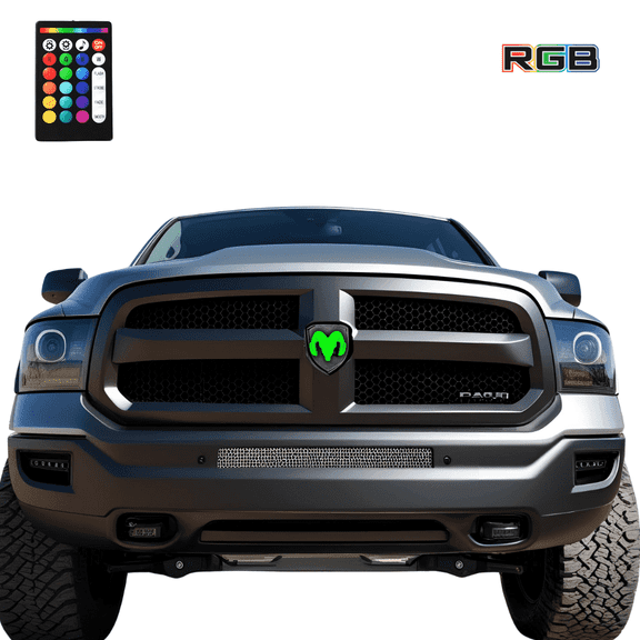 MOPAR Licensed Black LED Grille Emblem for 2009-2018 RAM 1500 with RGB LED Color-Changing Lighting