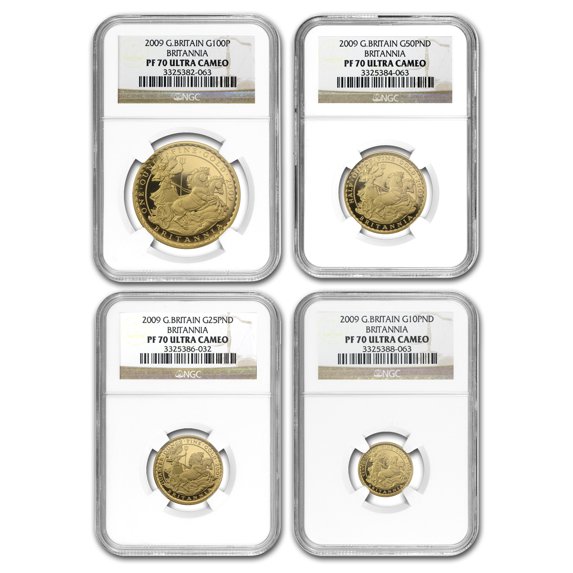 2009 4-Coin Gold Britannia Proof Set PF-70 NGC
