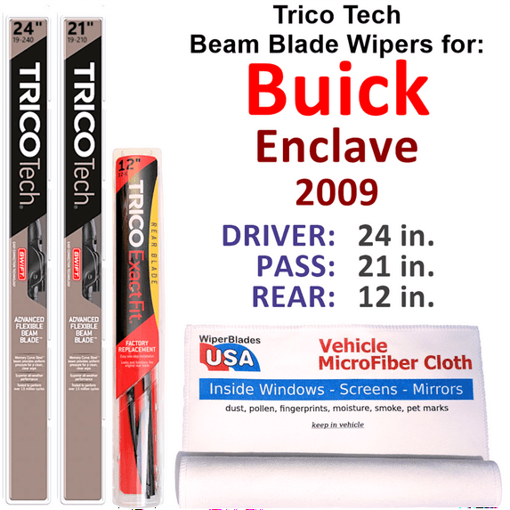 2009 Buick Enclave Beam Blade Wipers (Set of 3) w/Rear Wiper