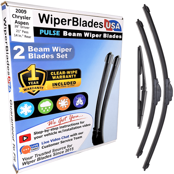 2009 Chrysler Aspen Beam Wiper Blades Wipers w/1yr Warranty (Set of 3) w/Rear Wiper