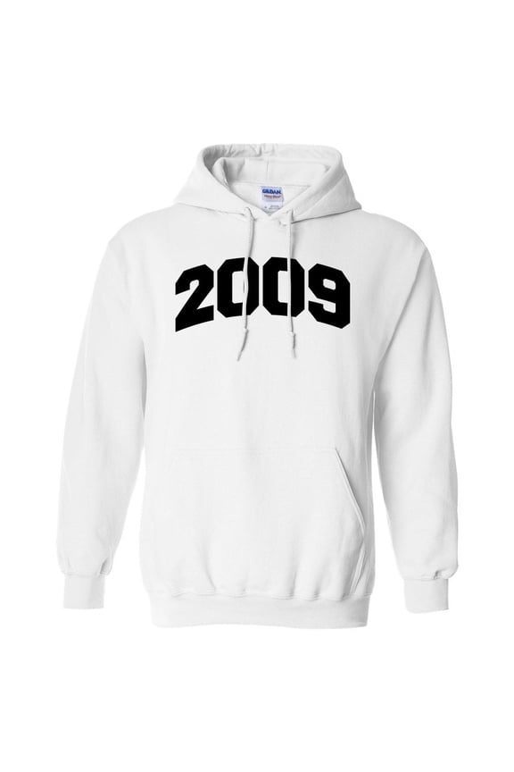 2009 College Style Hoodie Sweatshirt Unisex Large White