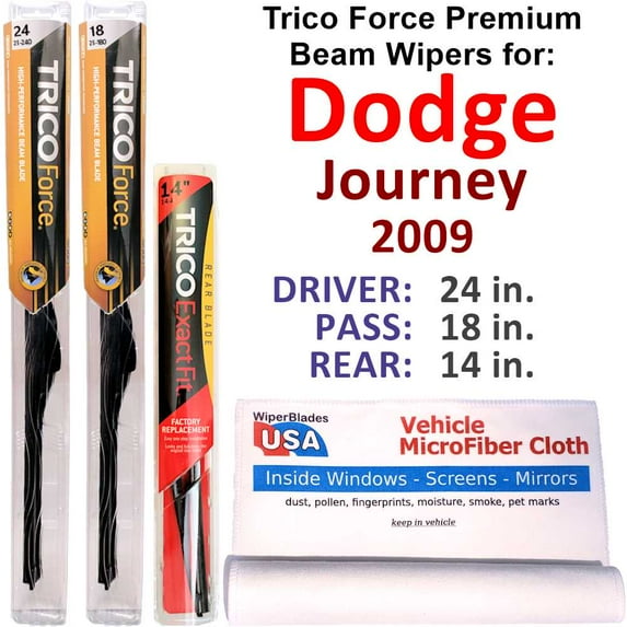 2009 Dodge Journey Performance Beam Wipers (Set of 3) w/Rear Wiper
