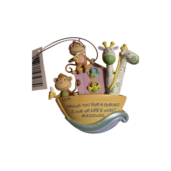 2009 Having You for a Godchild Is One of Lifes Nicest Blessings (Noahs Ark Series) Carlton Cards Christmas Tree Ornament CXOR-029
