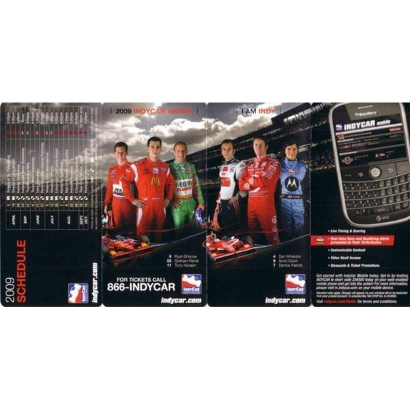 2009 Indy Racing League IRL pocket Schedule Scott Dixon Danica Patrick Dan Wheldon