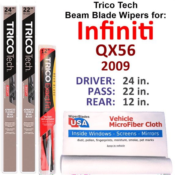 2009 Infiniti QX56 Beam Blade Wipers (Set of 3) w/Rear Wiper