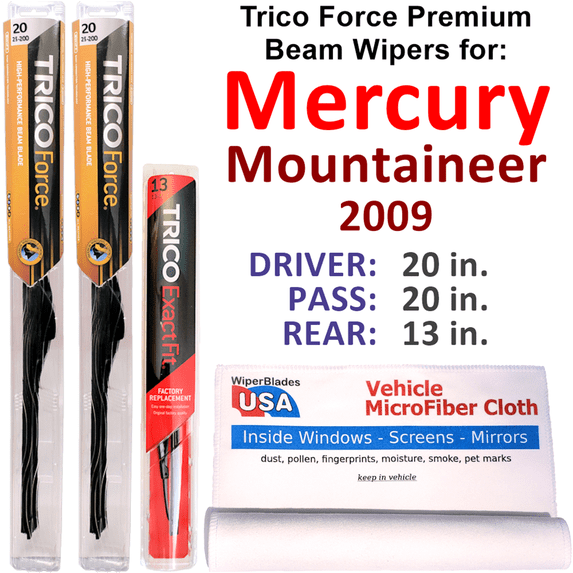 2009 Mercury Mountaineer Performance Beam Wipers (Set of 3) w/Rear Wiper