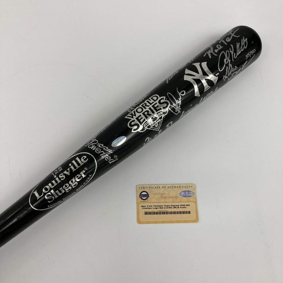 2009 New York Yankees World Series Champs Team Signed Bat #35/50 Steiner COA