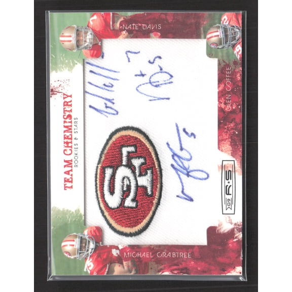2009 Panini Rookies & Stars Team Chemistry Michael Crabtree Glen Coffee Nate Davis #7 /10 Patch Triple Autograph