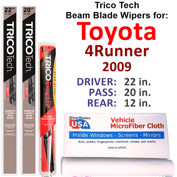 2009 Toyota 4Runner Beam Blade Wipers (Set of 3) w/Rear Wiper