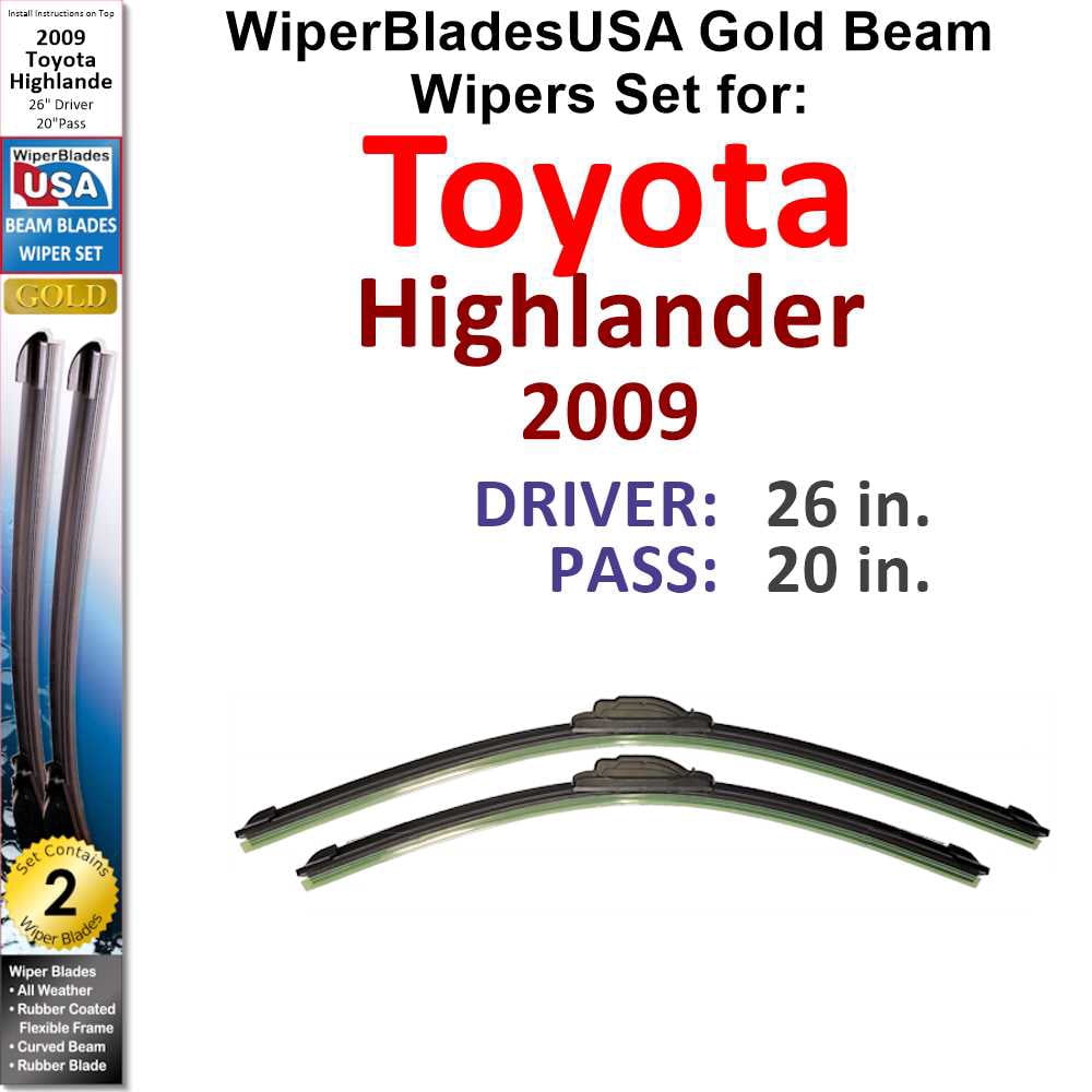 2009 Toyota Highlander Beam Wiper Blades Wipers WBUSA (Set of 2 ...