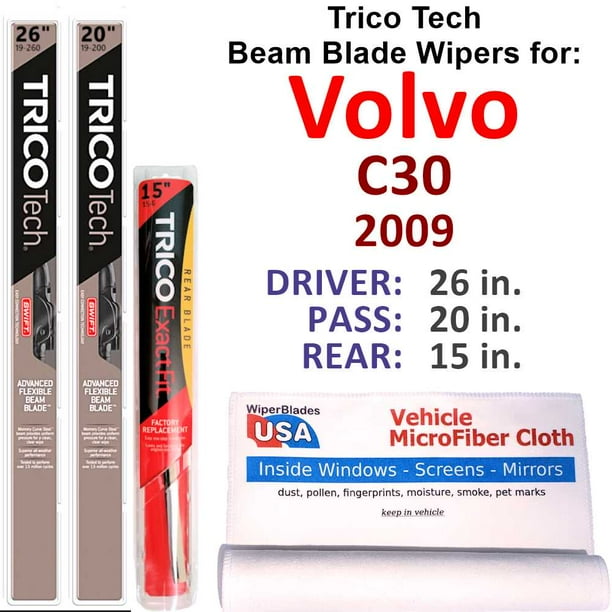 2009 Volvo C30 Beam Blade Wipers (Set of 3) w/Rear Wiper